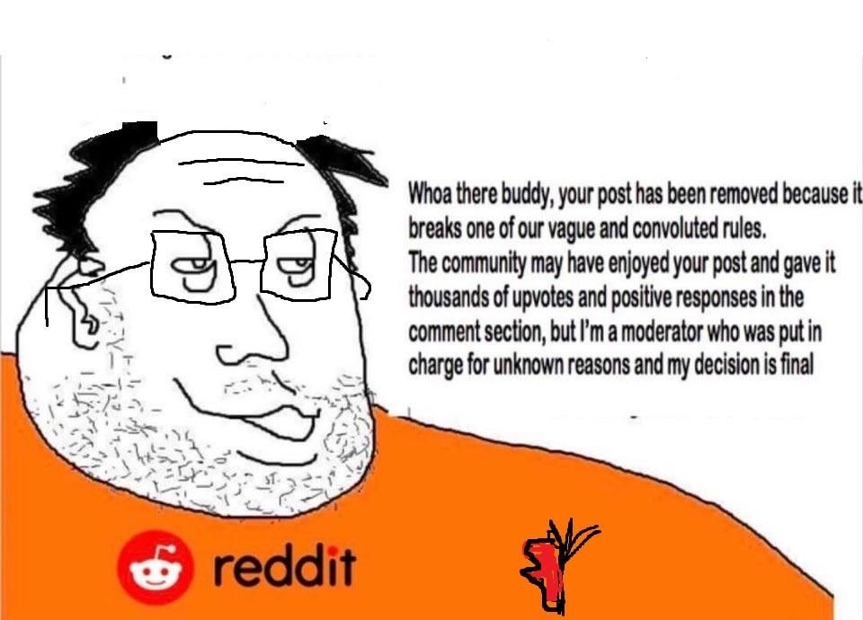 Moderator explains that a removed post decision is final